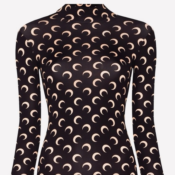 Marine Serre Tops - Marine Serre Black and Cream Crescent Moon Long Sleeve Top M
